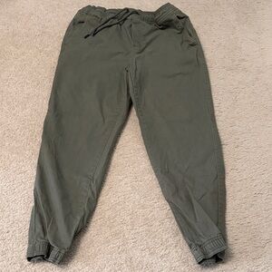 Men's Olive Green Jogger Pants - Casual Drawstring Elastic Waist